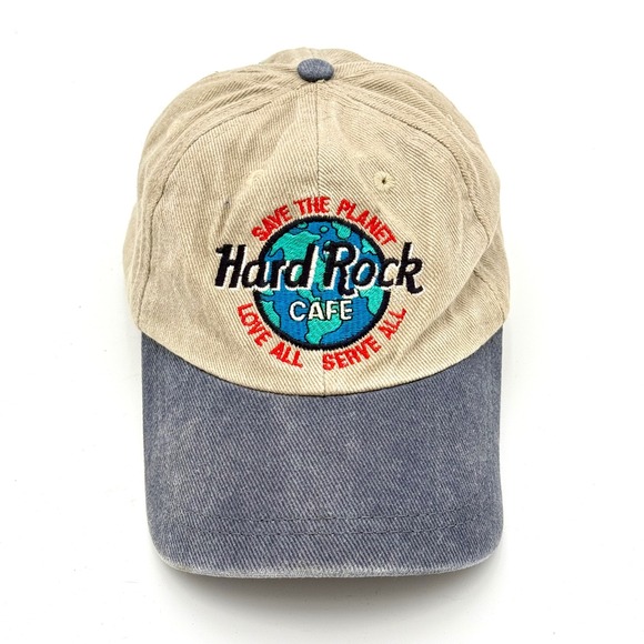 Hard Rock Cafe Other - Hard Rock Cafe Barcelona Cap Hat Beige Blue Save Planet Love All Serve
